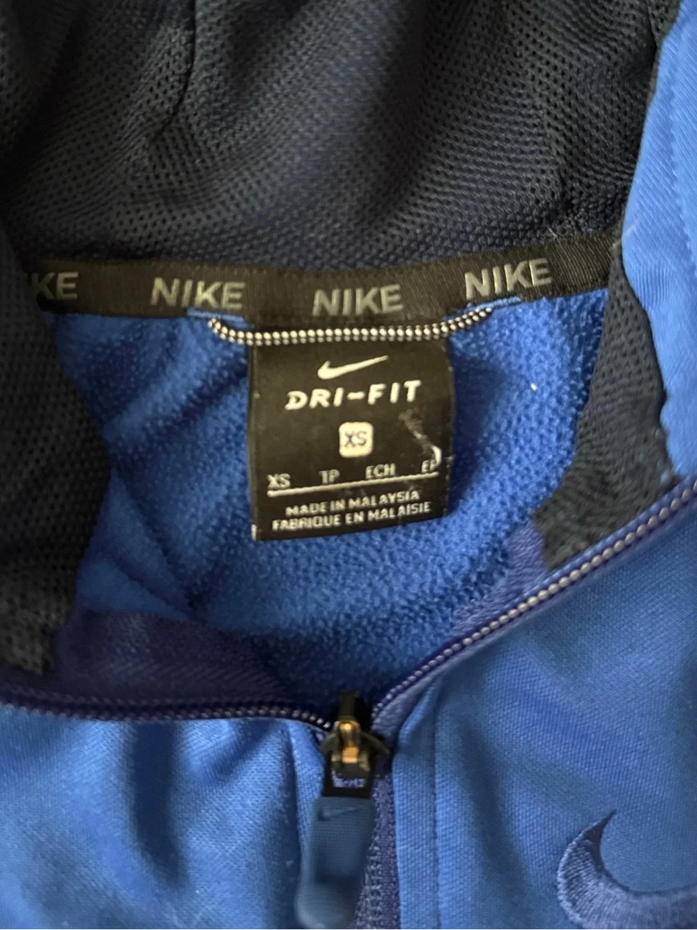 Nike Dri-Fit XS 4/5 Boys Kids Blue Zip Up Jacket Lightweight Hoodie 4T 5T